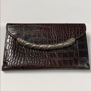Brighton Brown Croc Embossed Leather Long Wallet